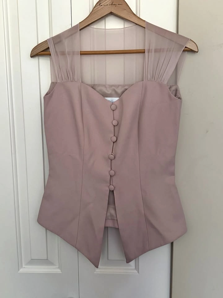 VINTAGE Blush Pink Vest Blouse - BB Couture by Blue Bird