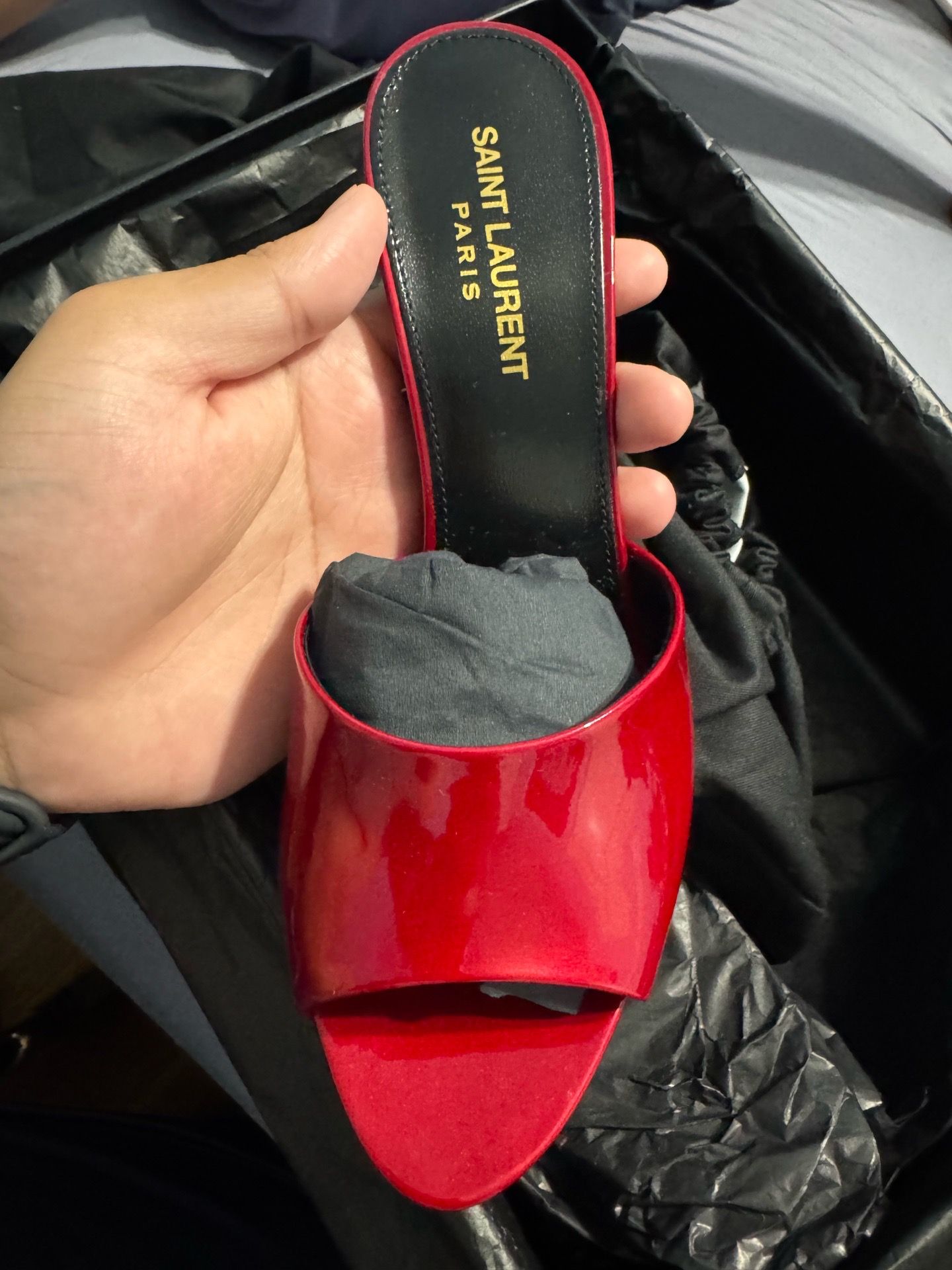 Saint Laurent Tibet Red La Patent Stiletto Mule Sandals EU38 - photo 2