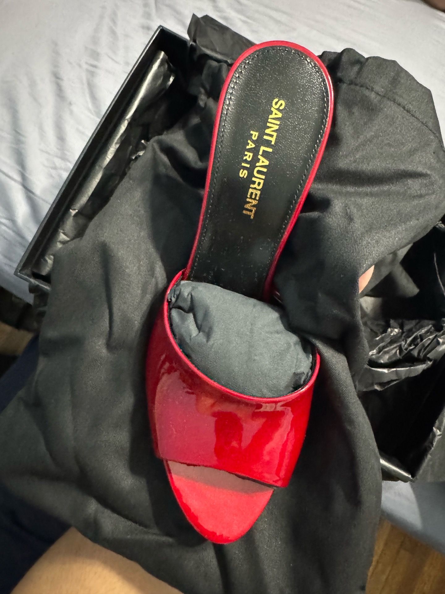 Saint Laurent Tibet Red La Patent Stiletto Mule Sandals EU38 - photo 5