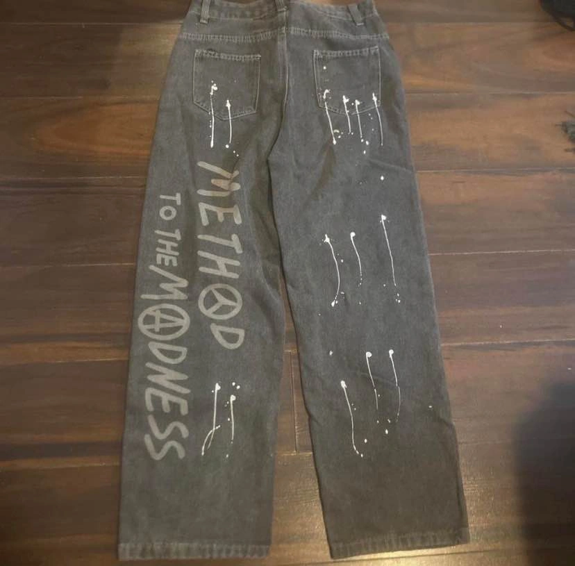 Graphic Print Paint Splatter Black Jeans - photo 2