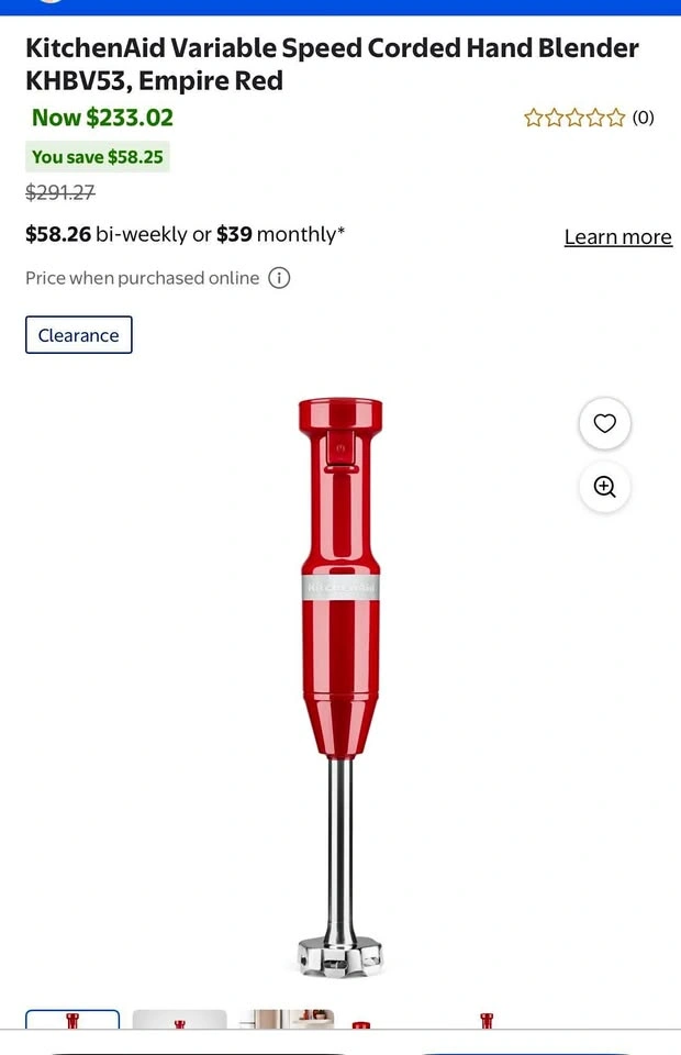 BNIB KITCHENAID variable speed corded hand blender