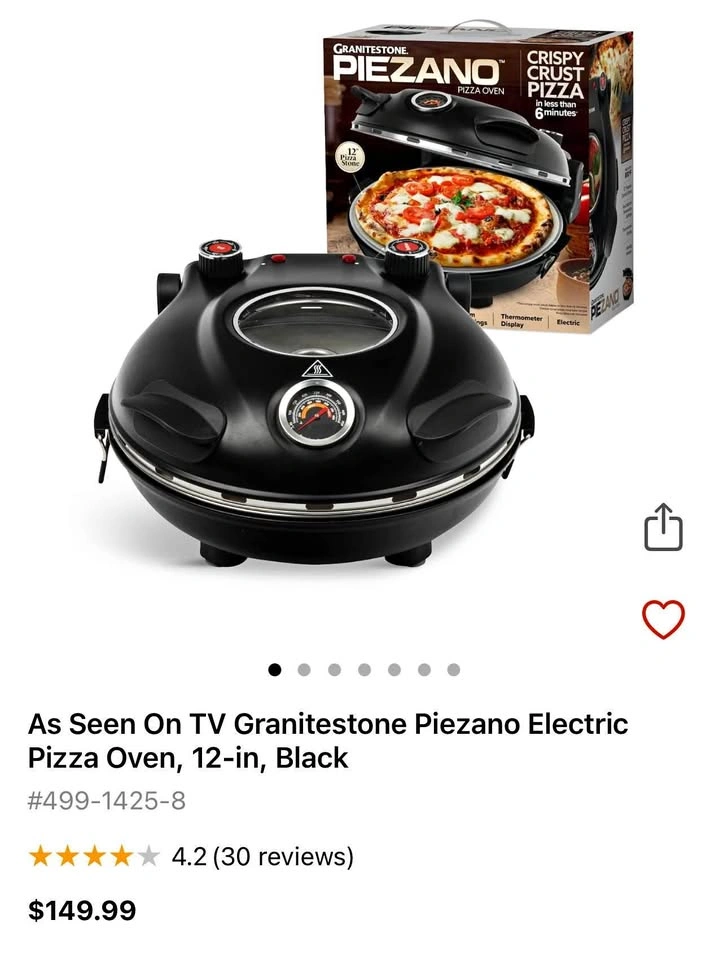 BNIB Granitestone Piezano Electric Pizza Oven (12-in, Black)
