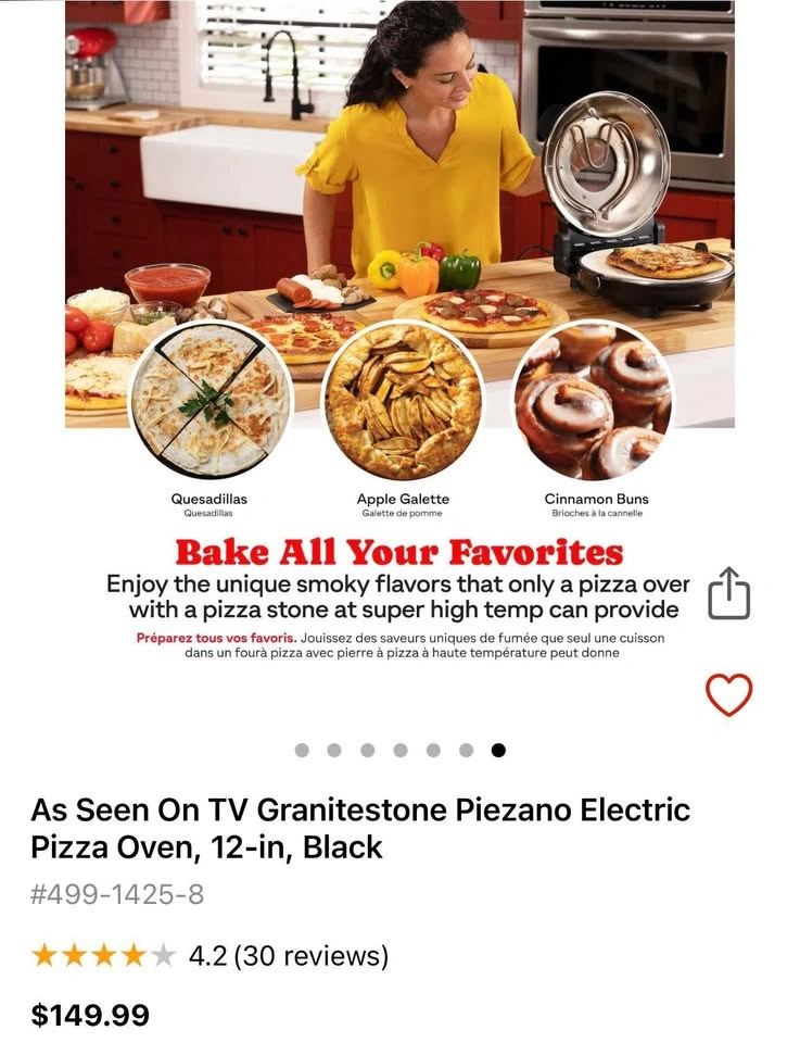 BNIB Granitestone Piezano Electric Pizza Oven (12-in, Black) - photo 2