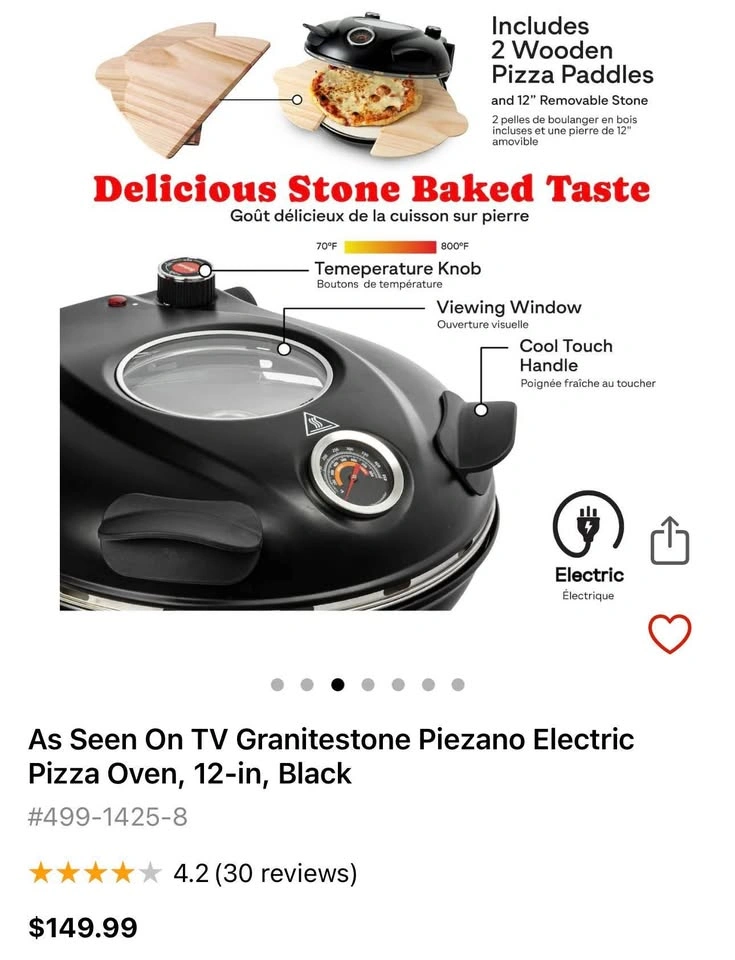 BNIB Granitestone Piezano Electric Pizza Oven (12-in, Black) - photo 5