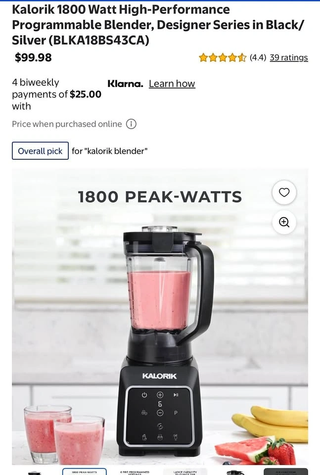 BNIB Kalorik 1800w designer blender