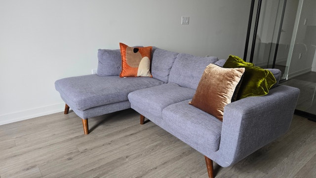 Structube Margot Grey L-Shaped Sectional Sofa + Cushions