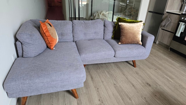 Structube Margot Grey L-Shaped Sectional Sofa + Cushions - photo 2