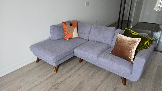 Structube Margot Grey L-Shaped Sectional Sofa + Cushions - photo 3