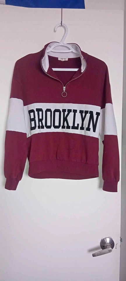 Burgundy and White Sweatshirt