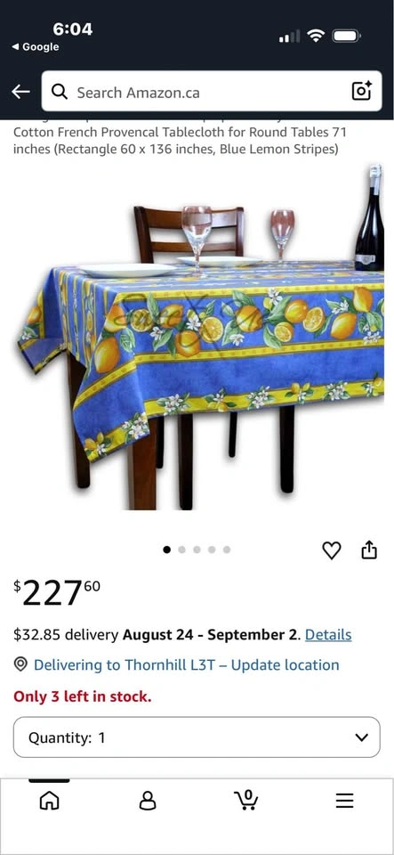 Table Cloth Provencal L’Arte de Vivre Made In Canada 100% Cotton - photo 3