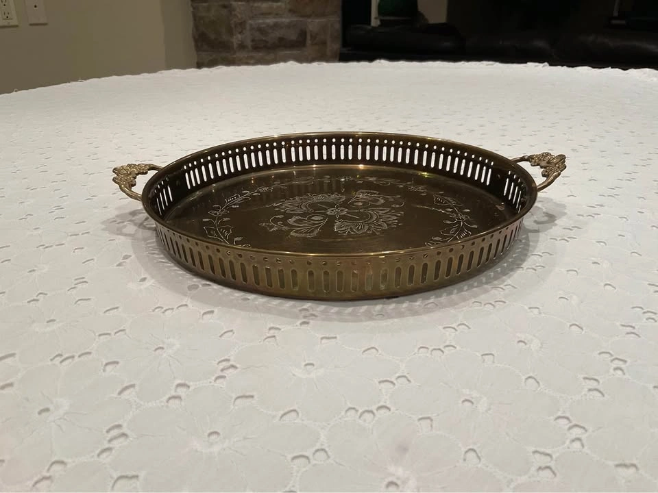 Tray Vintage Brass Gallery Rim - photo 3