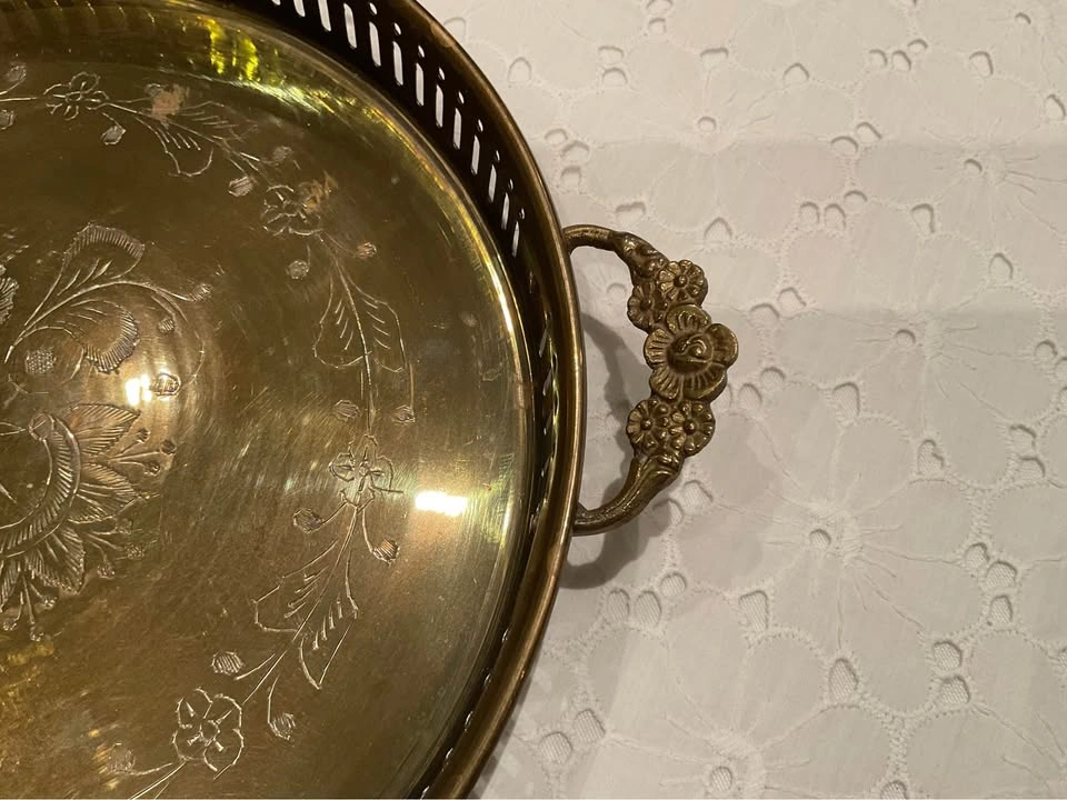 Tray Vintage Brass Gallery Rim - photo 4