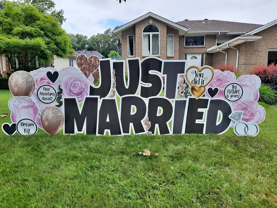 Just Married Yard Card Celebration Sign