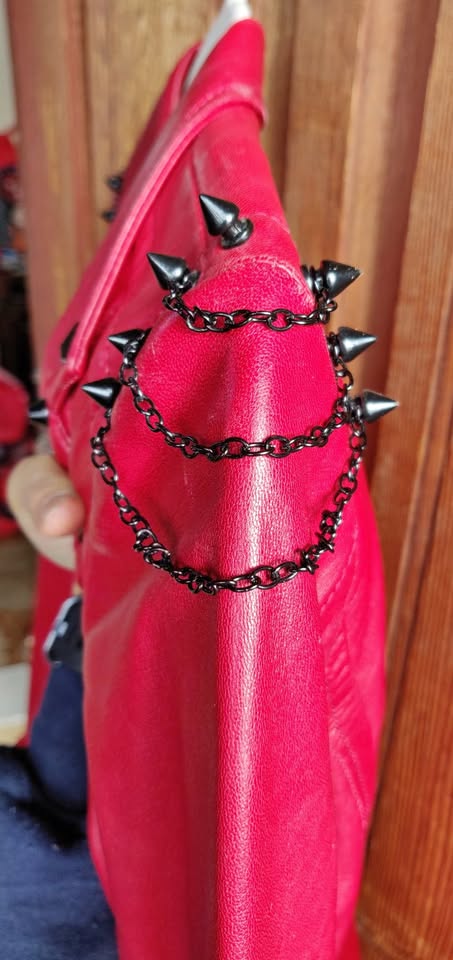 Danier Red Leather Studded Jacket
