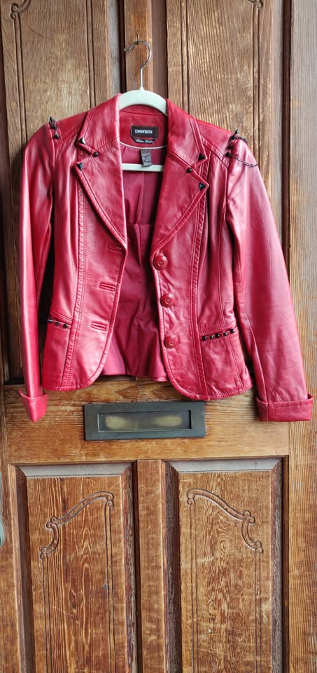 Danier Red Leather Studded Jacket - photo 2