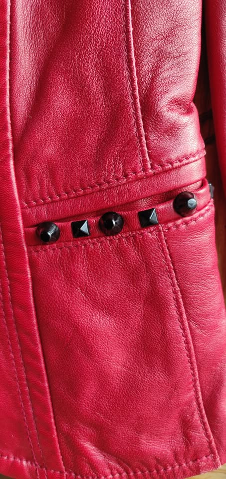 Danier Red Leather Studded Jacket - photo 3