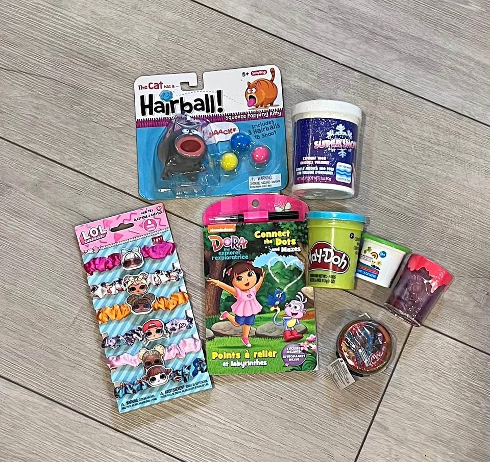 Kids Toy Bundle - LOL Doll Hairties, Dora Book, Play-Doh, etc.