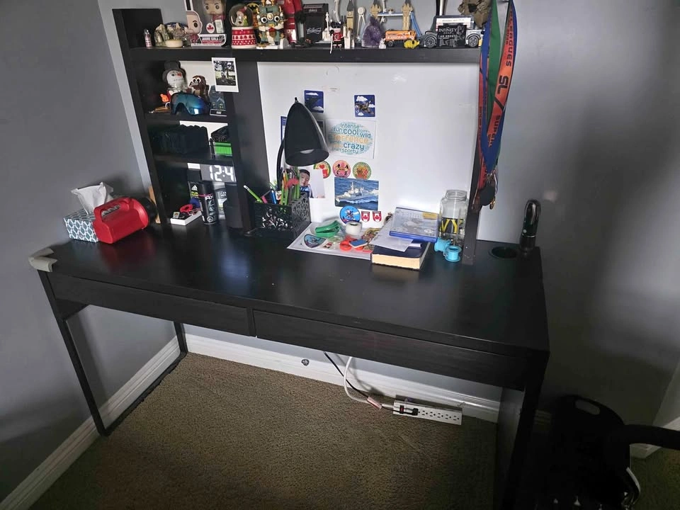 Large Black Desk with Shelf