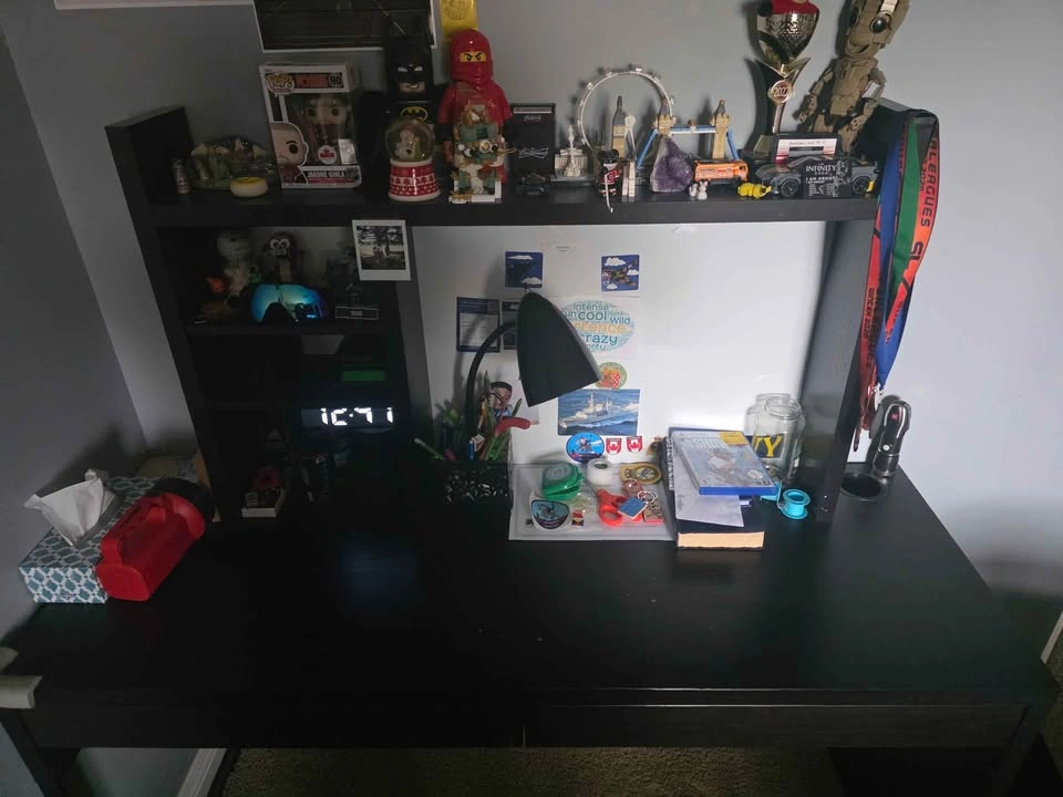 Large Black Desk with Shelf - photo 2