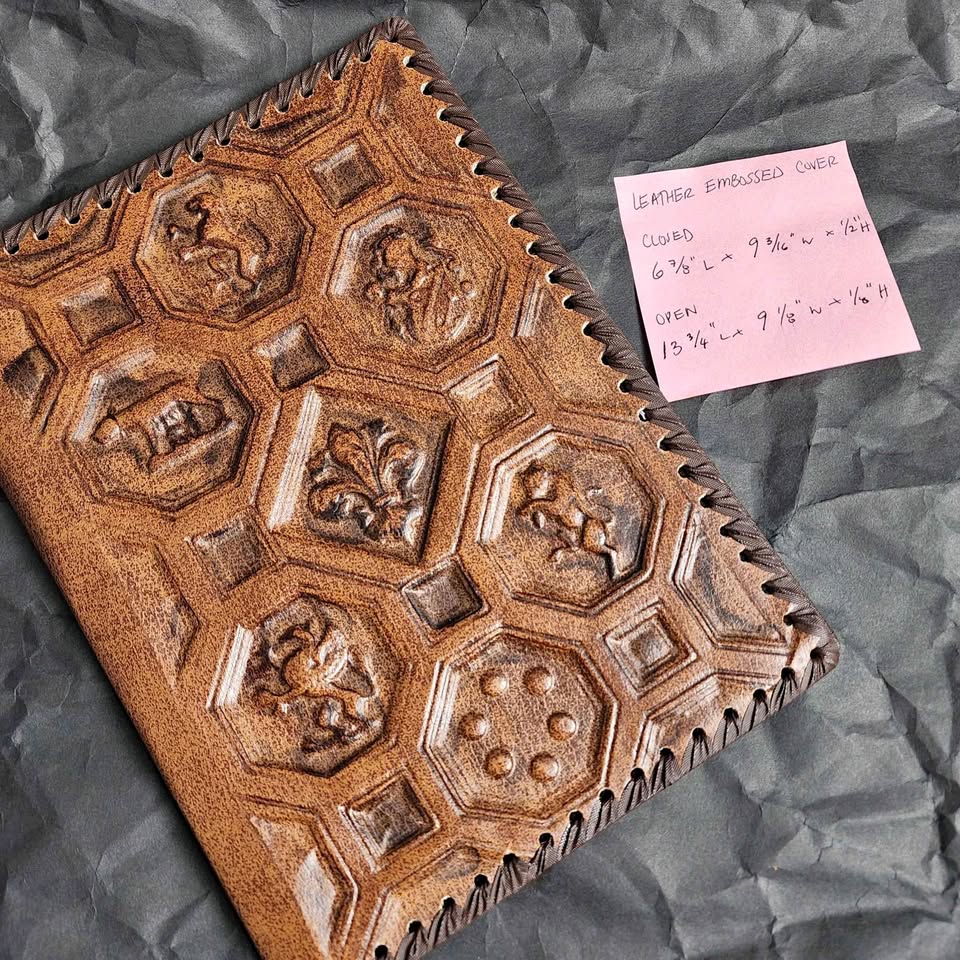 Italy real leather notebook book cover 3d embossed handmade