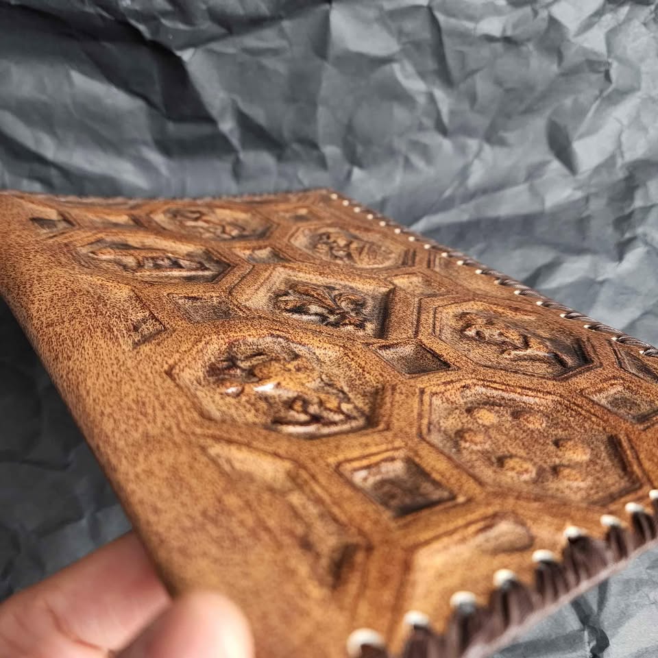 Italy real leather notebook book cover 3d embossed handmade - photo 2