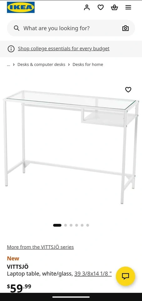 IKEA Laptop table, white/glass top - photo 3