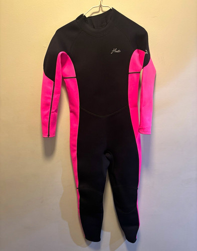 Hend Women's Full Length Wetsuit Black/Pink Long Sleeve Back Zip