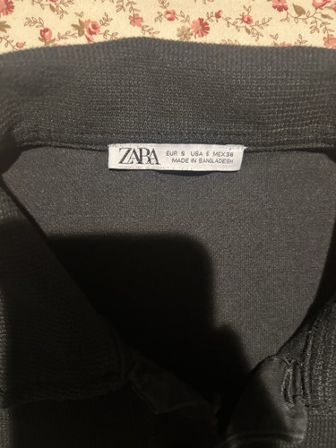 Zara Men's Black Solid Knit Polo Shirt Size S Short Sleeve - photo 2