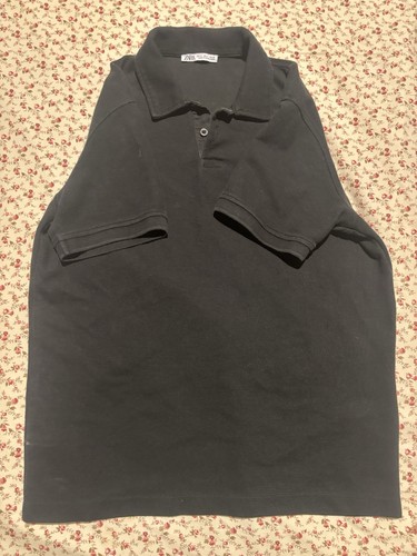 Zara Men's Black Solid Knit Polo Shirt Size S Short Sleeve - photo 3