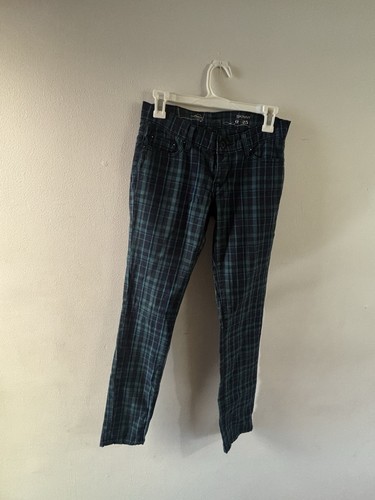 Levi's Women's Blue/Green Plaid Skinny Jeans Dark Wash Stretch - photo 2