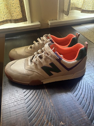 New Balance Men’s 574 Suede Low Top Sneakers Gray Green Orange - photo 2