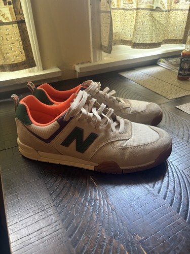 New Balance Men’s 574 Suede Low Top Sneakers Gray Green Orange - photo 3