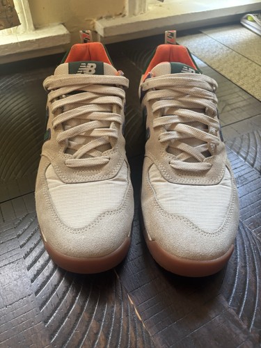 New Balance Men’s 574 Suede Low Top Sneakers Gray Green Orange - photo 5