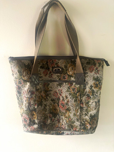 Jordache Floral Multicolor Zip Top Tote, Lined w/ Inner Pockets