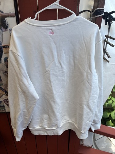 Voight Women’s White Pullover Crewneck Sweatshirt L Pink Heart - photo 3