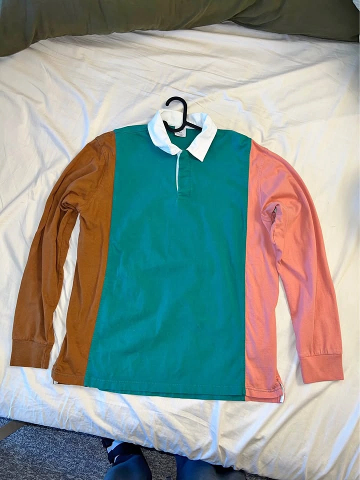 Urban outfitter collar block long sleeve shirt, size medium