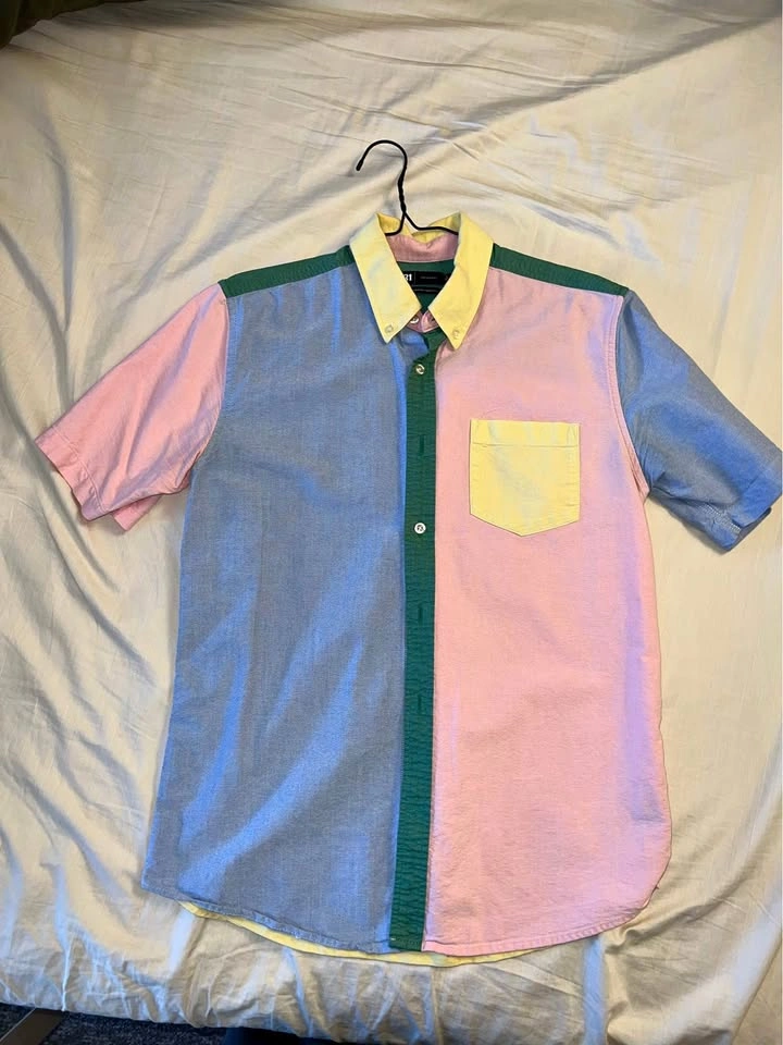 Simon’s men color blocked short sleeve shirt size small