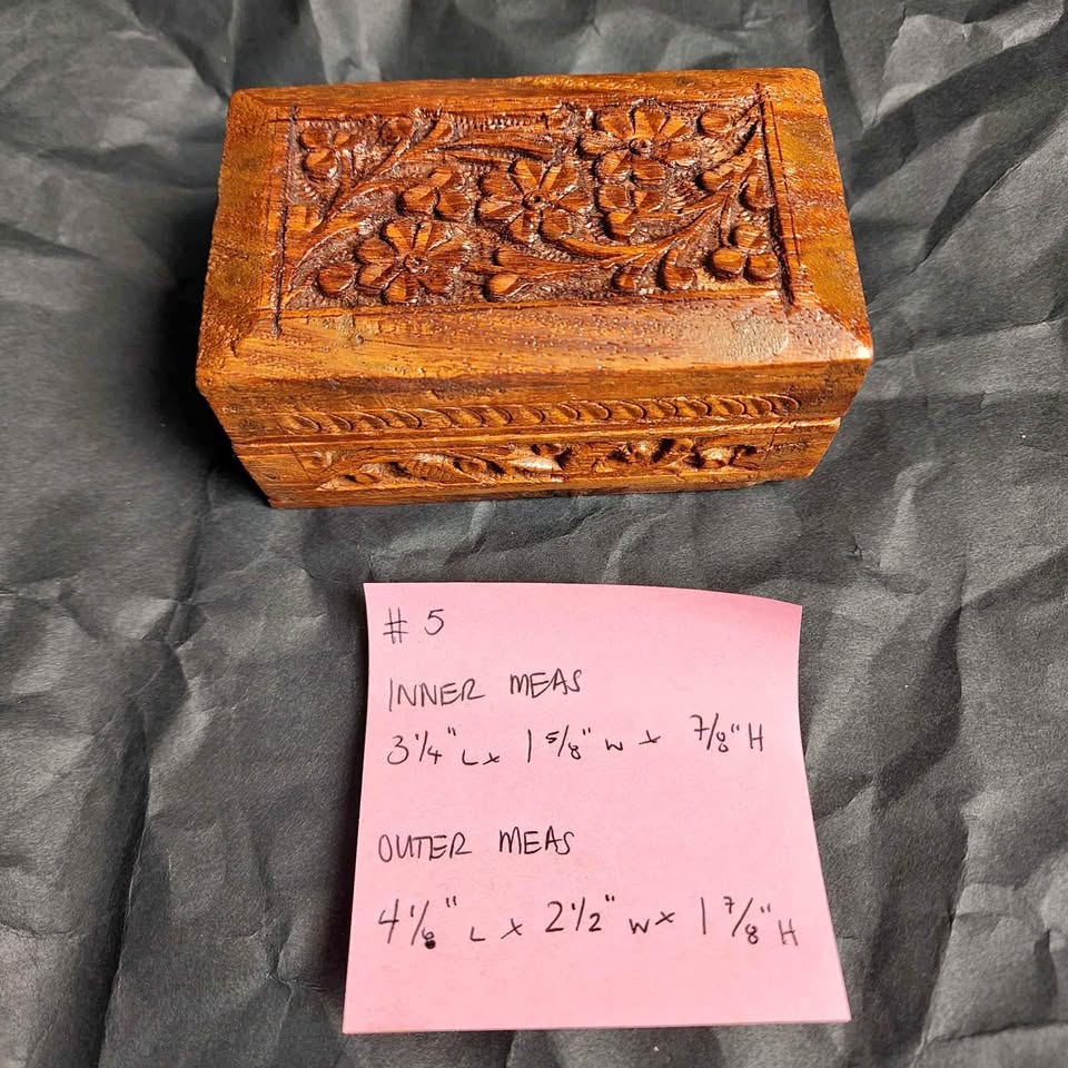 Antique hand carved wood box