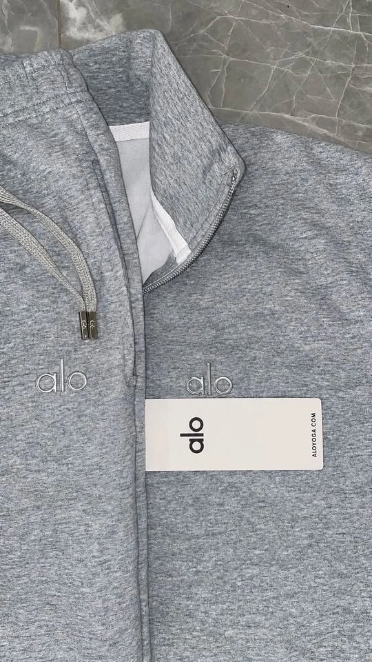 Alo Accolade 1/4 Zip Grey Pullover and Sweatpants Set Size Mediu - photo 2