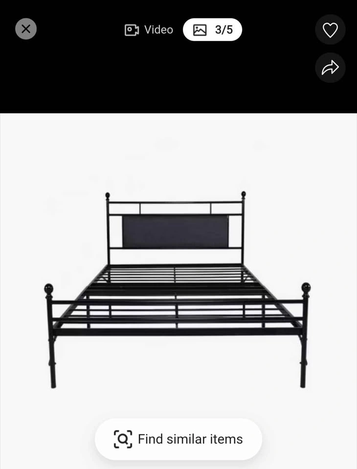 Full Size Upholstered Headboard Metal Platform Bed - photo 2
