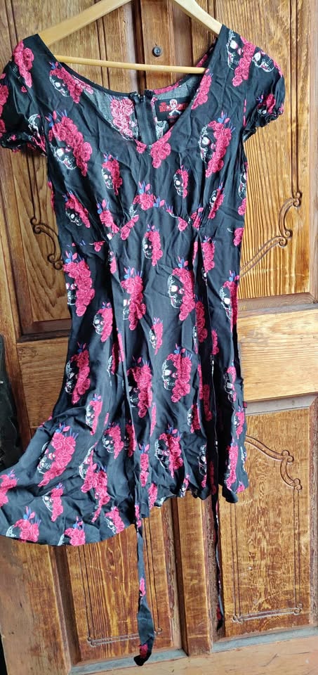 Royal Bones Skull Black Red Rose Dress