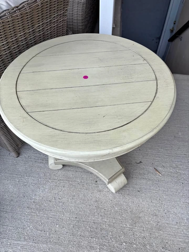 Tall Round Wooden Side Table - 26” diameter, 26 1/2” tall