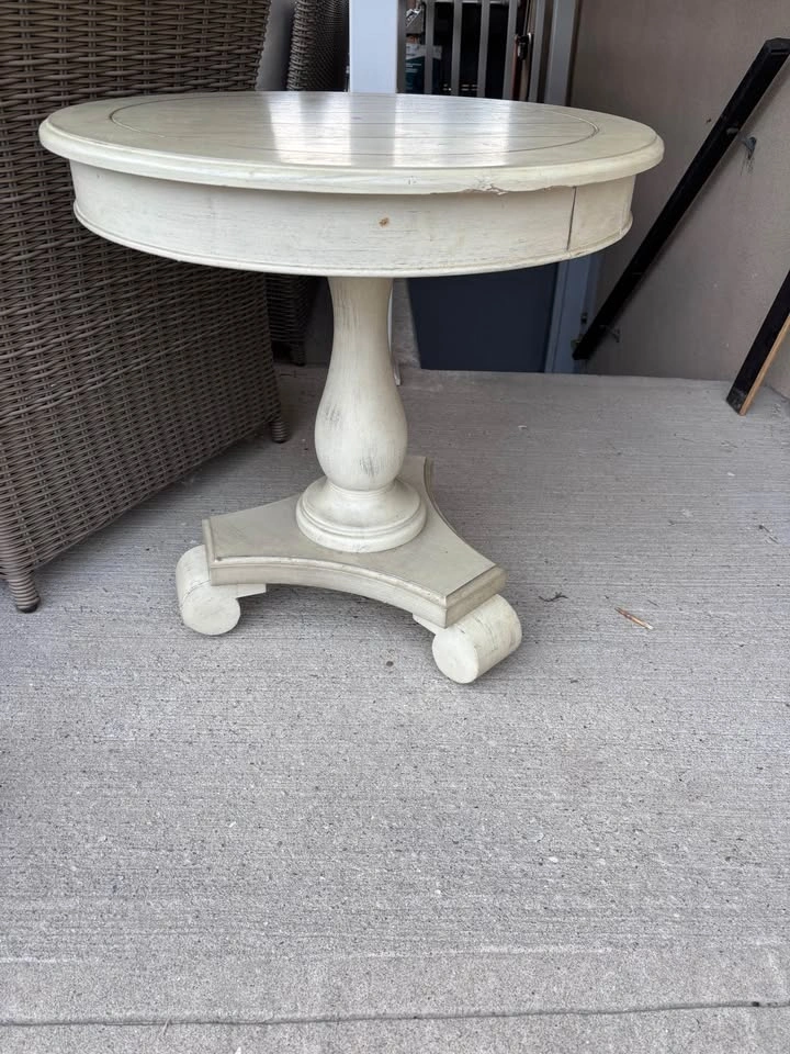 Tall Round Wooden Side Table - 26” diameter, 26 1/2” tall - photo 2
