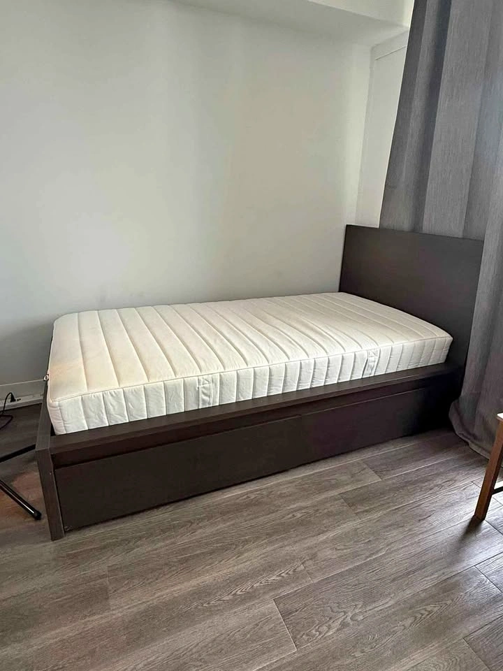 IKEA MALM Twin Bed Frame with Storage & LURÖY & VALEVÅG Mattress