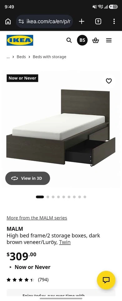 IKEA MALM Twin Bed Frame with Storage & LURÖY & VALEVÅG Mattress - photo 3