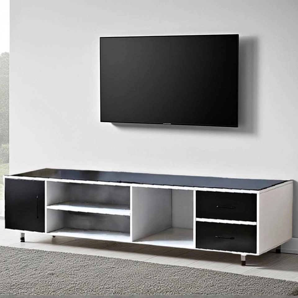 Glass Top Dark Simple Modern TV Stand