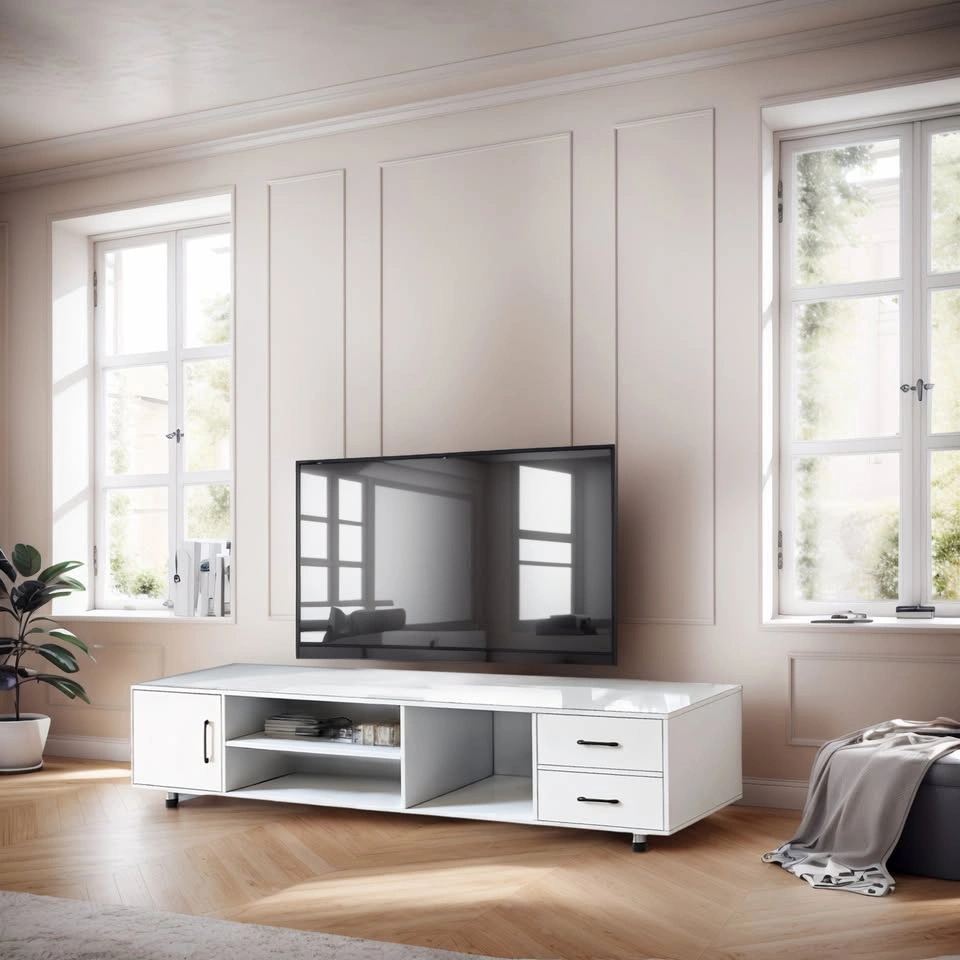 Glass Top Dark Simple Modern TV Stand - photo 2