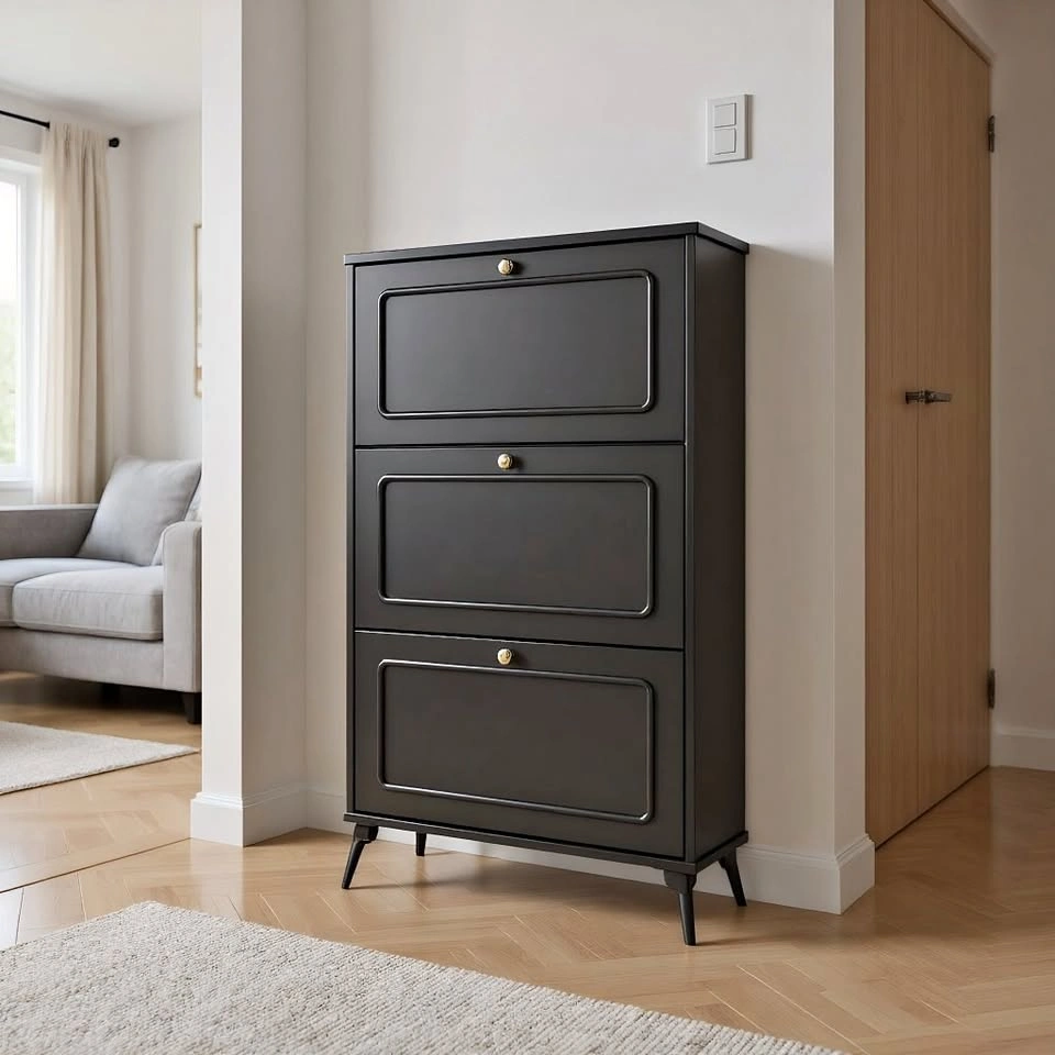 SOCE053 A2149 Contemporary Slim Shoe Rack with Hidden Storage