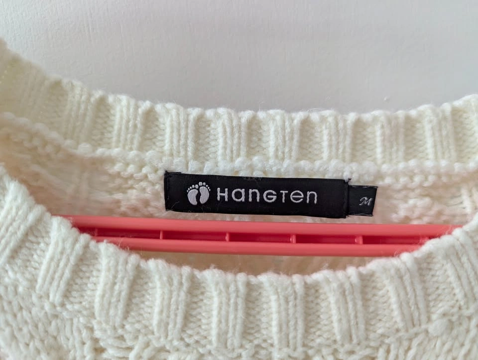 Hangten cable knit sweater, size M, off-white color - photo 2