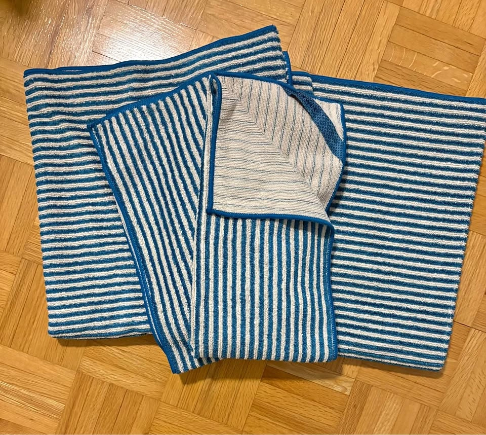 Norwex Blue and White Striped Towel Set